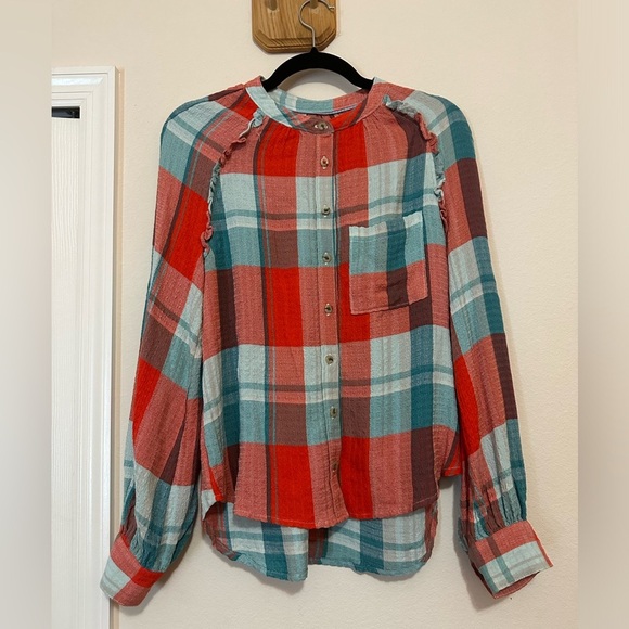 Anthropologie Pilcro Breezy Buffalo Plaid Button Up Multicolor Shirt Womens XS - Picture 1 of 5